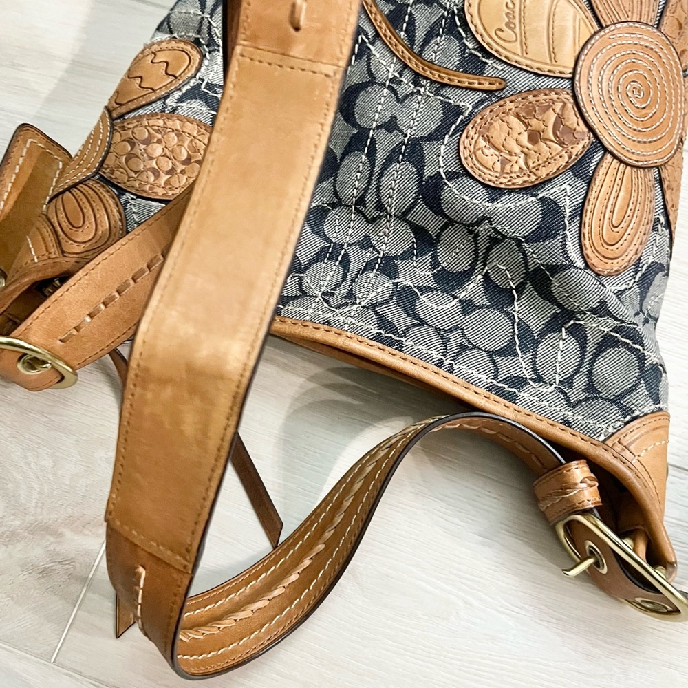 Coach Bleecker Floral Appliqué Crossbody Hobo Denim Jacquard Print | Style 11781 - Picture 9 of 10